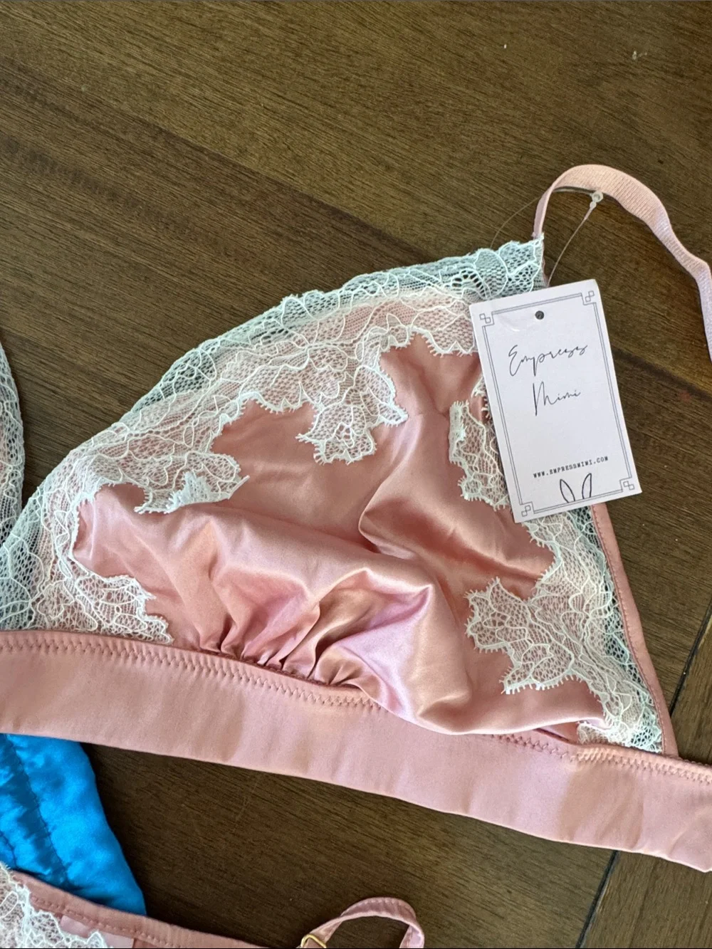 Empress Mimi Delicate Pink Lace Trim Bralette Set